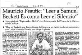 Mauricio Pesutic: "Leer a Samuel Beckett es como leer el silencio"