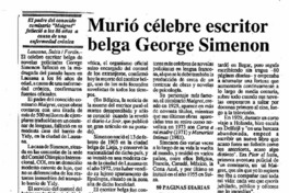 Murió célebre escritor belga Georges Simenon.