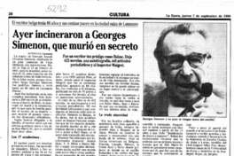 Ayer incineraron a Georges Simenon, que murió en secreto.