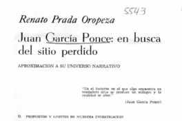 Juan García Ponce: en busca del sitio perdido