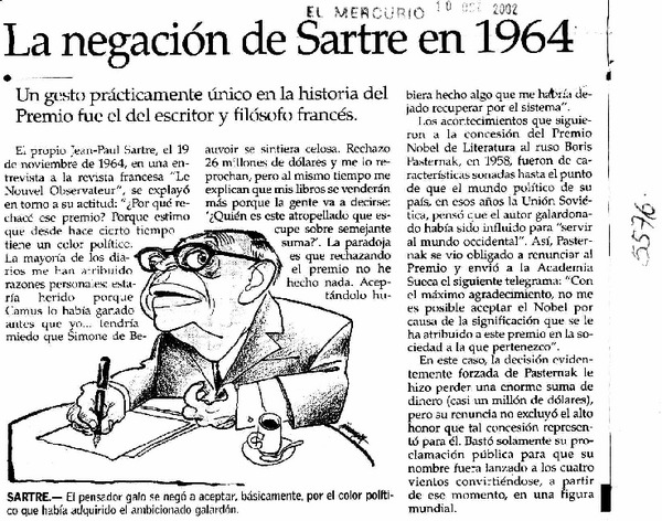 la negación de Sartre en 1964.