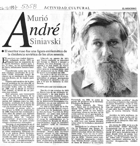 Murió André Siniavski