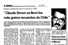 Claude Simon se llevó los más gratos recuerdos de Chile".
