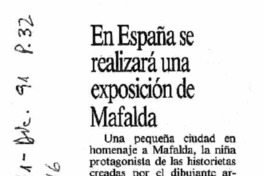 En España se realizará una exposición de Mafalda.