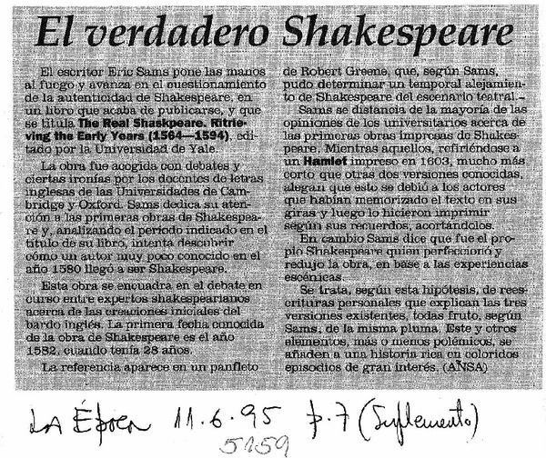 El Verdadero Shakespeare.
