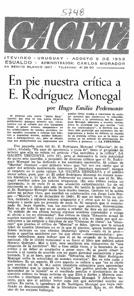 En pie nuestra crítica a E. Rodríguez Monegal