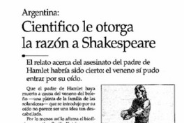 Científico le otorga la razón a Shakespeare.