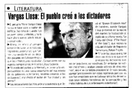 Vargas Llosa: El pueblo creó a los dictadores.