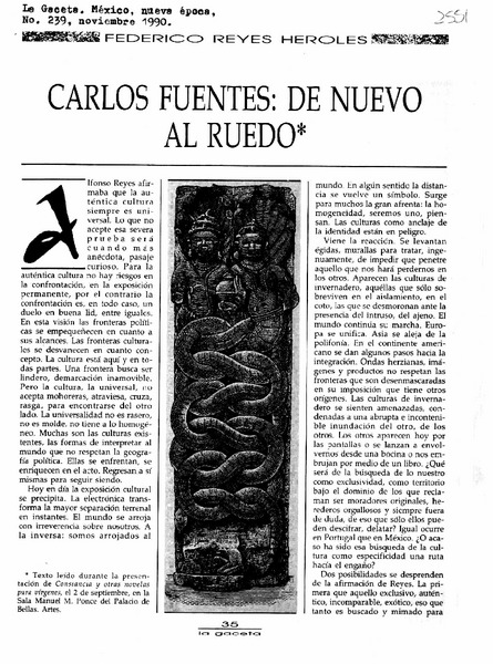 Carlos Fuentes: de nuevo al ruedo