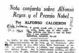Nota conjunta sobre Alfonso Reyes y el Premio Nobel