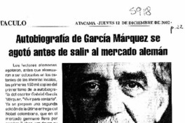 Autobiografía de García Márquez se agotó antes de salir al mercado alemán.