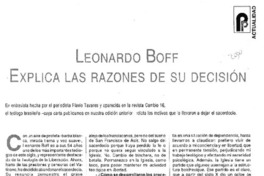 Leonardo Boff explica las razones de su desición.