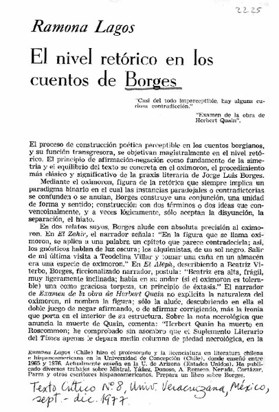 El Nivel retórico en los cuentos de Borges