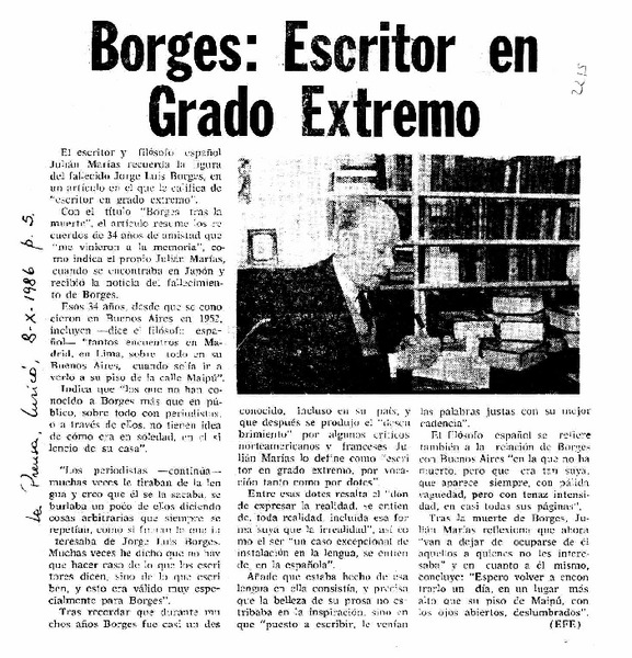 Borges: escritor en grado extremo