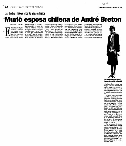 Murió esposa chilena de André Breton.
