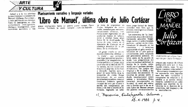 "Libro de Manuel", ultma obra de Julio Cortázar.