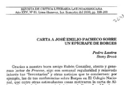 Carta a José Emilio Pacheco sobre un epígrafe de Borges