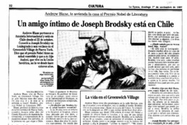 Un amigo íntimo de Joseph Brodsky está en Chile
