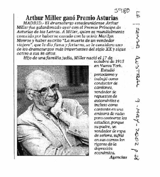 Arthur Miller ganó Premio Asturias.