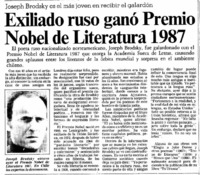 Exiliado ruso ganó Premio Nobel de Literatura 1987.