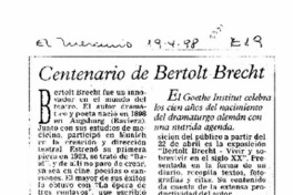 Centenario de Bertolt Brecht.