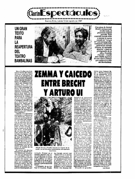 Zemma y Caicedo entre Brecht y Arturo Ui