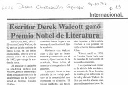 Escritor Derek Walcott ganó Premio Nobel de Literatura.