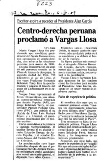 Centro-derecha peruana proclamó a Vargas Llosa.