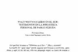 Walt Whitman leído en el sur: testimonios en la biblioteca personal de Pablo Neruda