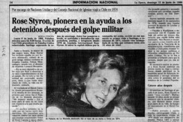 Rose Styron, pionera en la ayuda a los detenidos después del golpe militar.