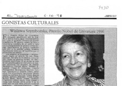 Wislawa Szymborska, Premio Nobel de Literatura 1996.