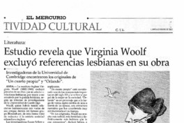 Estudio revela que Virginia Woolf excluyó referencias lesbianas en su obra.