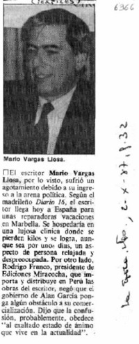 El Escritor Mario Vargas Llosa --