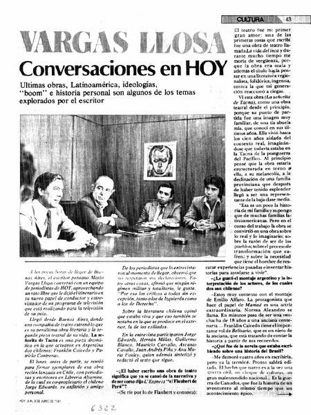 Vargas Llosa conversaciones en Hoy.