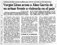 Vargas Llosa acusa a Alan García de no actuar frente a violencia en el país.