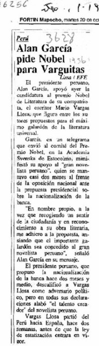 Vargas Llosa aceptó ir de candidato por "deber moral".