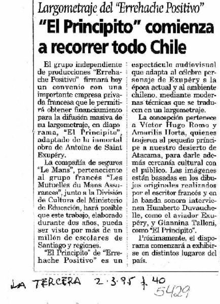 "El Principito" comienza a recorrer todo Chile