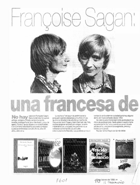 Francoise Sagan: una francesa de alta revolución
