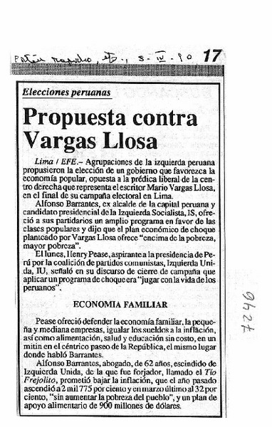 Propuestas contra Vargas Llosa.