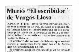 Murió "El escribidor" de Vargas Llosa.