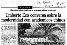 Umberto Eco conversa sobre la modernidad con académicos chinos