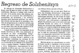 Regreso de Solzhenitsyn