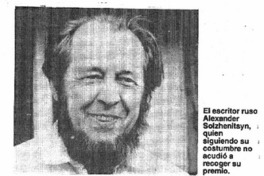 Solzhenitsyn no acudió a recibir un galardón