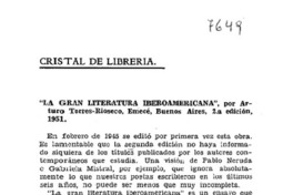 La gran literatura iberoamericana"