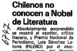 Chilenos no conocen a Nobel de Literatura