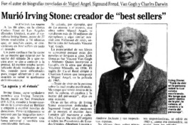 Murió Irving Stone: creador de "best sellers".
