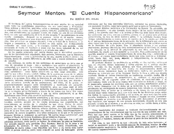 Seymour Mentón : "El Cuento hispanoamericano"