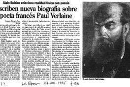 Escriben nueva biografía sobre poeta francés Paul Verlaine Alain Buisine relaciona realidad física con poesía