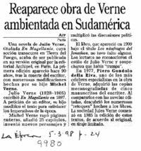 Reaparece obra de Verne ambientada en Sudamérica
