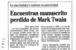 Encuentran manuscrito perdido de Mark Twain La casa Sotheby's confirmó su autenticidad